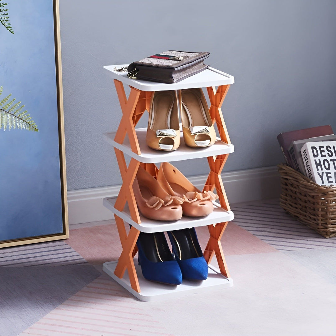 Schuhregal | Faltbar Mehrschichtig Multifunktional Langlebig Trendy-Orange-4-Luzern Mode