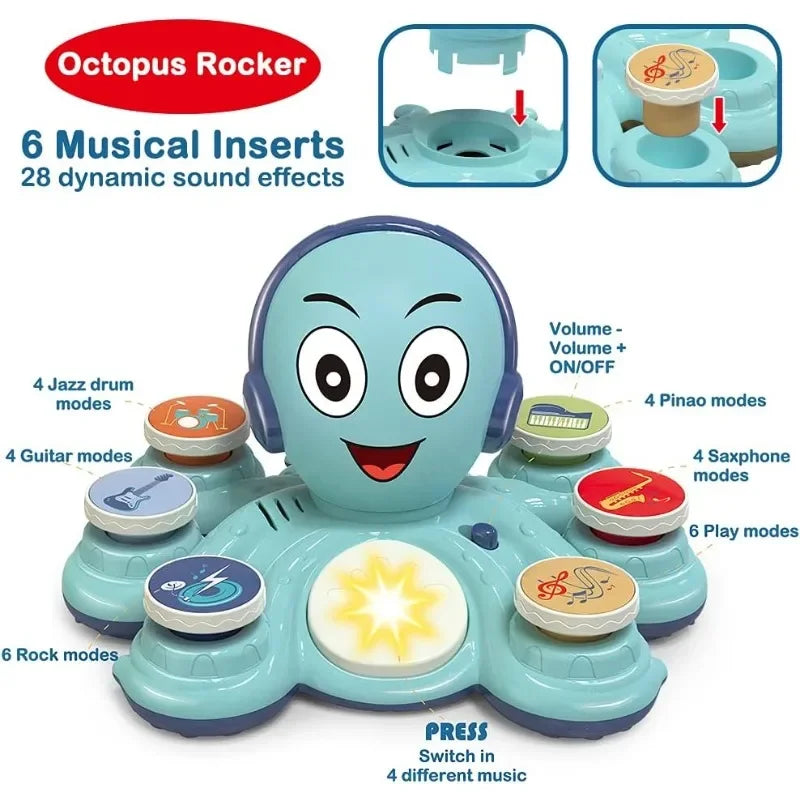 Musikalisches Spielzeug Oktopus | Farbenfroh Klang Langlebig Stimulation-Luzern Mode
