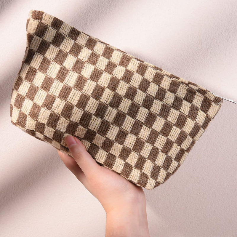 Handgefertigte Karierte Kosmetiktasche aus Baumwolle-Luzern Mode
