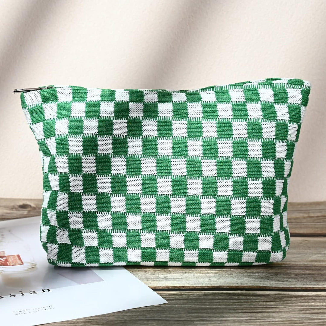Handgefertigte Karierte Kosmetiktasche aus Baumwolle-Luzern Mode