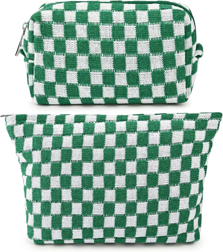 Handgefertigte Karierte Kosmetiktasche aus Baumwolle-Luzern Mode