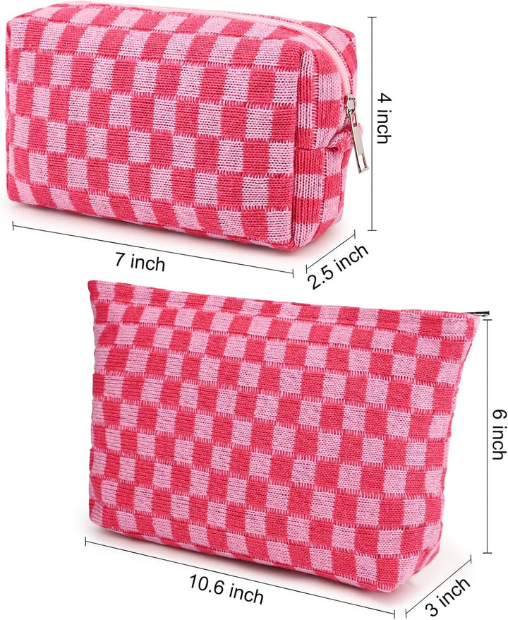 Handgefertigte Karierte Kosmetiktasche aus Baumwolle-Luzern Mode