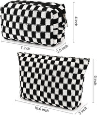 Handgefertigte Karierte Kosmetiktasche aus Baumwolle-Luzern Mode