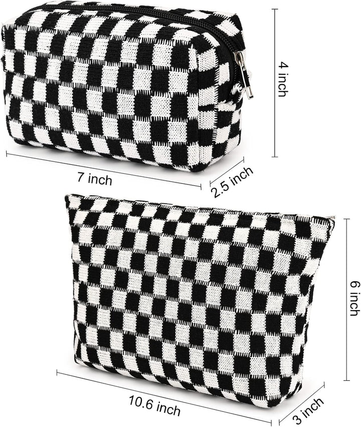 Handgefertigte Karierte Kosmetiktasche aus Baumwolle-Luzern Mode