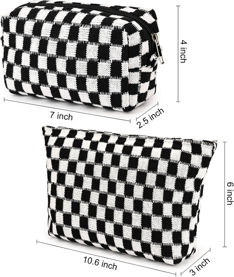 Handgefertigte Karierte Kosmetiktasche aus Baumwolle-Luzern Mode