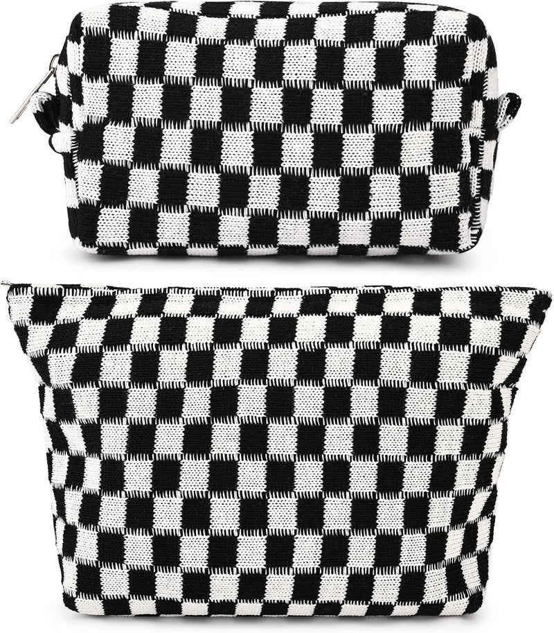 Handgefertigte Karierte Kosmetiktasche aus Baumwolle-Luzern Mode