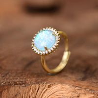 Cocktailring | Glanz Verstellbar Opal Energie Einzigartig Stilvoll Nachhaltig-Blau-Luzern Mode