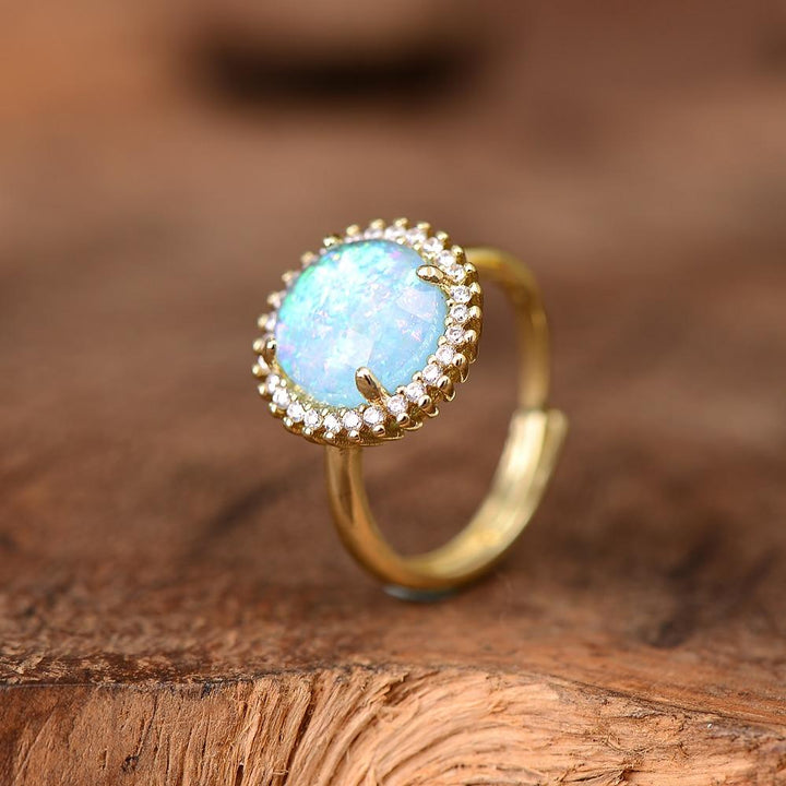 Cocktailring | Glanz Verstellbar Opal Energie Einzigartig Stilvoll Nachhaltig-Blau-Luzern Mode