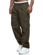 Lange Herrenhose | Einfarbig | Taschen | Kordelzug | Weit geschnitten-Dunkelbraun-M-Luzern Mode