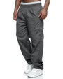 Lange Herrenhose | Einfarbig | Taschen | Kordelzug | Weit geschnitten-Grau-M-Luzern Mode