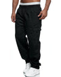 Lange Herrenhose | Einfarbig | Taschen | Kordelzug | Weit geschnitten-Schwarz-M-Luzern Mode
