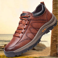 Herren Outdoor-Schuhe | Leder | Langlebig | Niedrig | Schnürsenkel-Braun-39-Luzern Mode