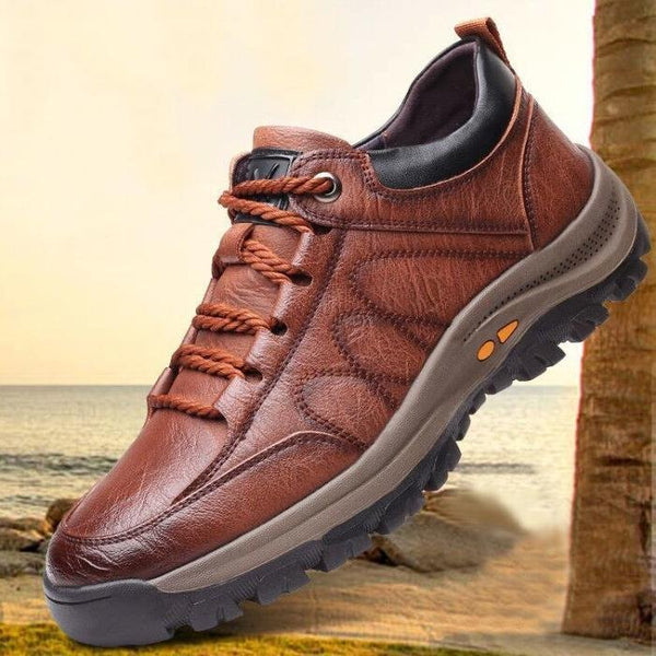 Herren Outdoor-Schuhe | Leder | Langlebig | Niedrig | Schnürsenkel-Braun-39-Luzern Mode