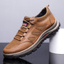 Herren Outdoor-Schuhe | Leder | Langlebig | Niedrig | Schnürsenkel-Lichtbraun-39-Luzern Mode