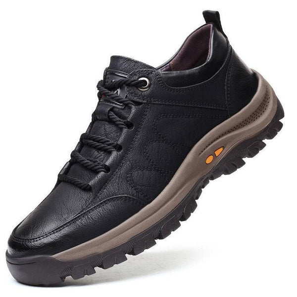Herren Outdoor-Schuhe | Leder | Langlebig | Niedrig | Schnürsenkel-Schwarz-39-Luzern Mode