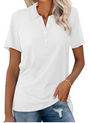 Damen Poloshirt | Kurze Ärmel | Kragen | Knöpfe | Uni | Locker sitzend-Weiß-S-Luzern Mode