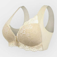 Sport-BH | Frontverschluss | Spitzen | Nahtlos | 5D Design | Full Cup-Beige-M-Luzern Mode