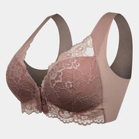 Sport-BH | Frontverschluss | Spitzen | Nahtlos | 5D Design | Full Cup-Braun-M-Luzern Mode