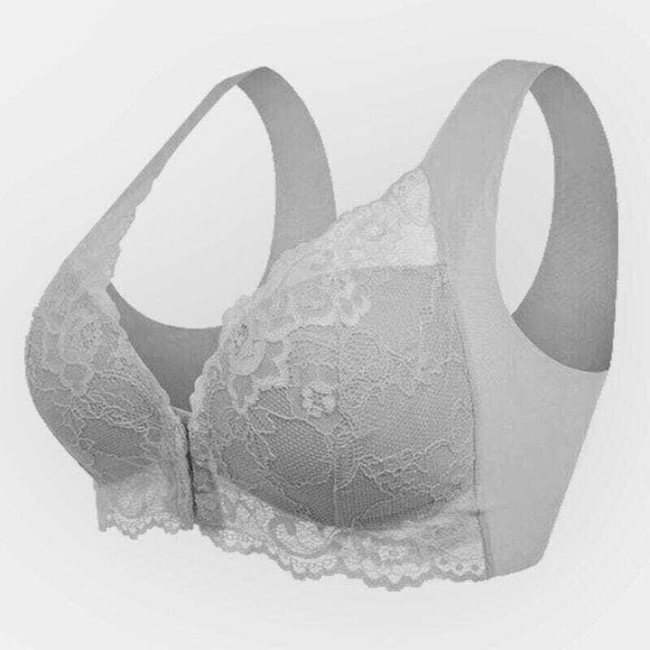 Sport-BH | Frontverschluss | Spitzen | Nahtlos | 5D Design | Full Cup-Grau-M-Luzern Mode