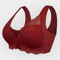 Sport-BH | Frontverschluss | Spitzen | Nahtlos | 5D Design | Full Cup-Weinrot-M-Luzern Mode