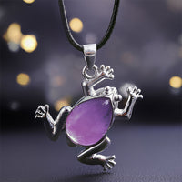 Halskette für Damen | Natürliche Kristalle | Frosch | Entspannend-Amethyst-Luzern Mode