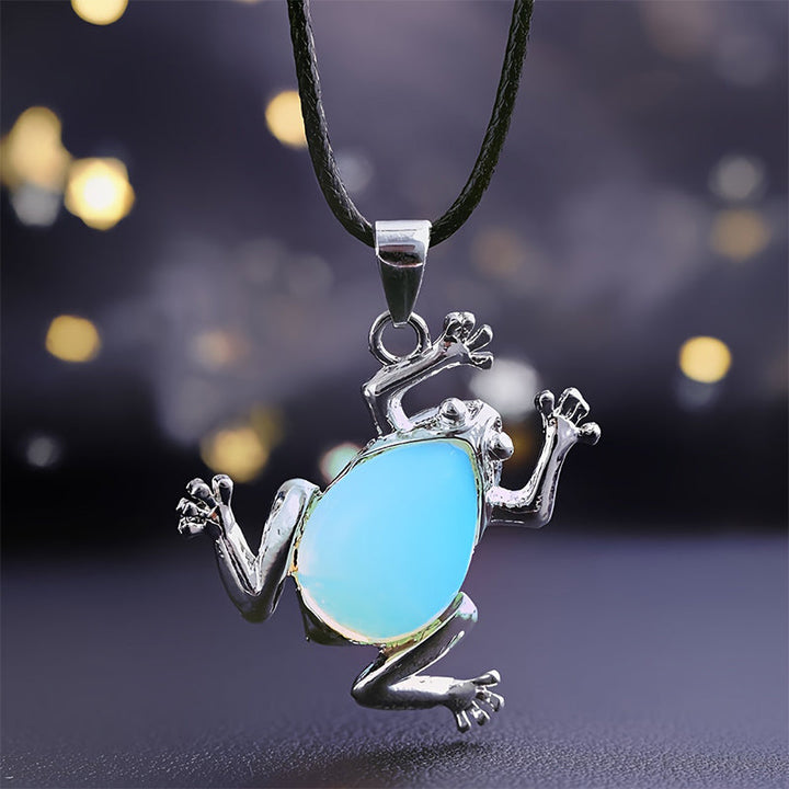 Halskette für Damen | Natürliche Kristalle | Frosch | Entspannend-Opal-Luzern Mode