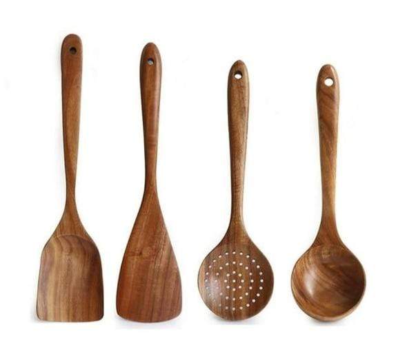 Küchenutensilien-Set aus Holz | Langlebig Stilvoll Vielseitig Hitzebeständig-Set mit 4 Teilen-Luzern Mode