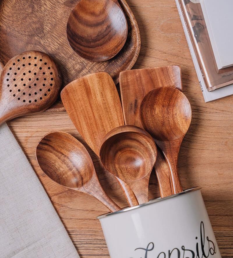 Küchenutensilien-Set aus Holz | Langlebig Stilvoll Vielseitig Hitzebeständig-Luzern Mode