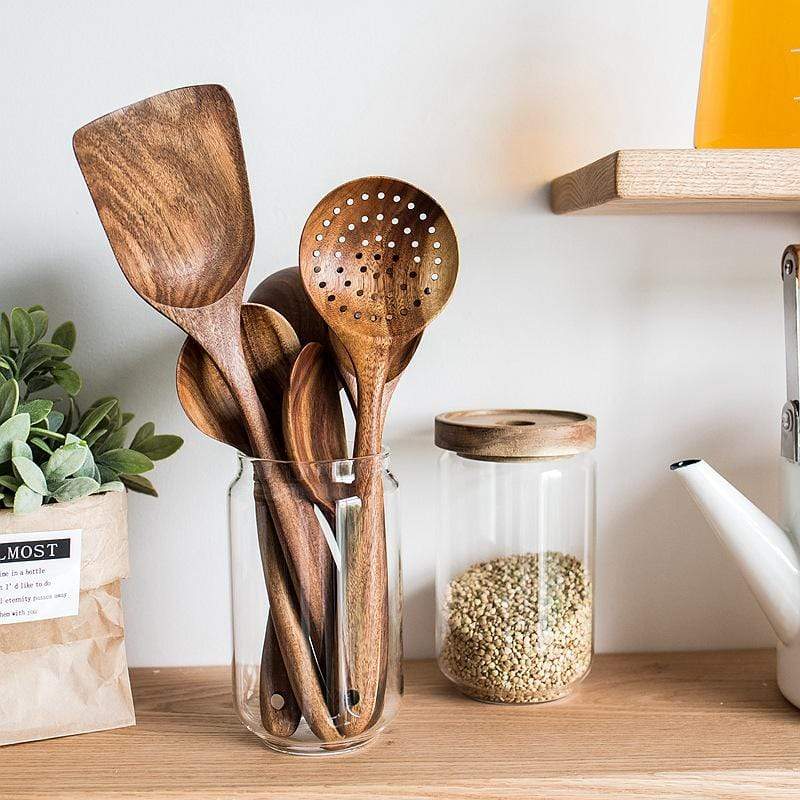 Küchenutensilien-Set aus Holz | Langlebig Stilvoll Vielseitig Hitzebeständig-Luzern Mode