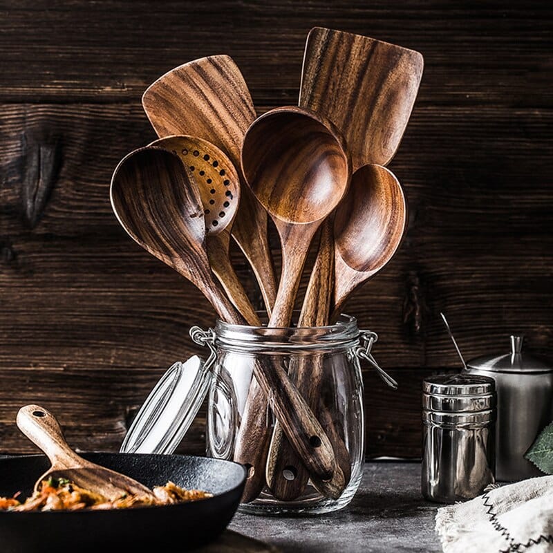 Küchenutensilien-Set aus Holz | Langlebig Stilvoll Vielseitig Hitzebeständig-Luzern Mode