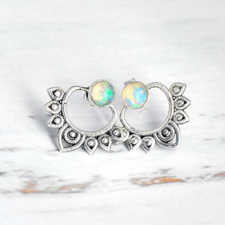 Ohrringe für Damen | Stecker | Natürlicher Opal | Lotus | Elegant-Luzern Mode