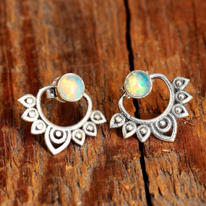 Ohrringe für Damen | Stecker | Natürlicher Opal | Lotus | Elegant-Luzern Mode