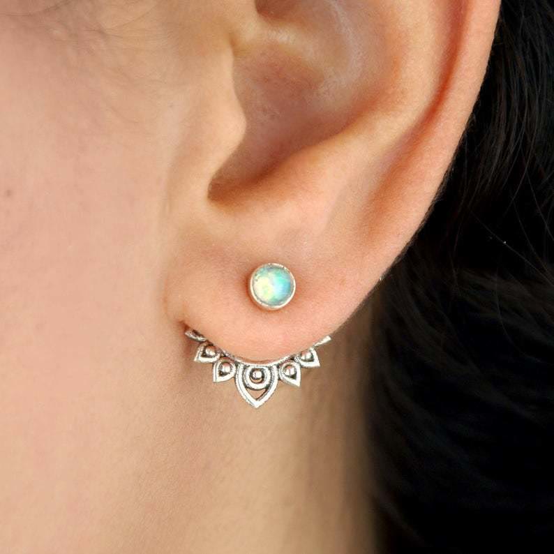 Ohrringe für Damen | Stecker | Natürlicher Opal | Lotus | Elegant-Opal-Luzern Mode