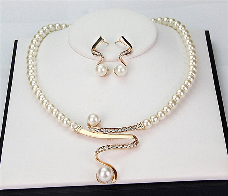 Perlen-Schmuckset | Kette Ohrringe Stilvoll Passend Langlebig-Luzern Mode