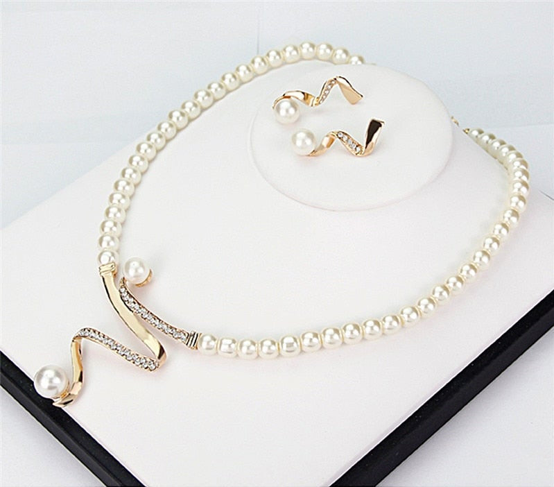 Perlen-Schmuckset | Kette Ohrringe Stilvoll Passend Langlebig-Luzern Mode