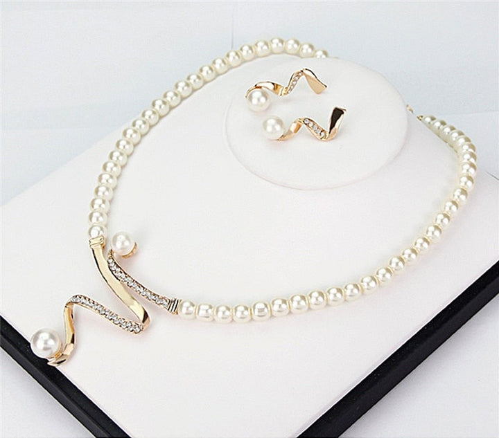 Perlen-Schmuckset | Kette Ohrringe Stilvoll Passend Langlebig-Luzern Mode