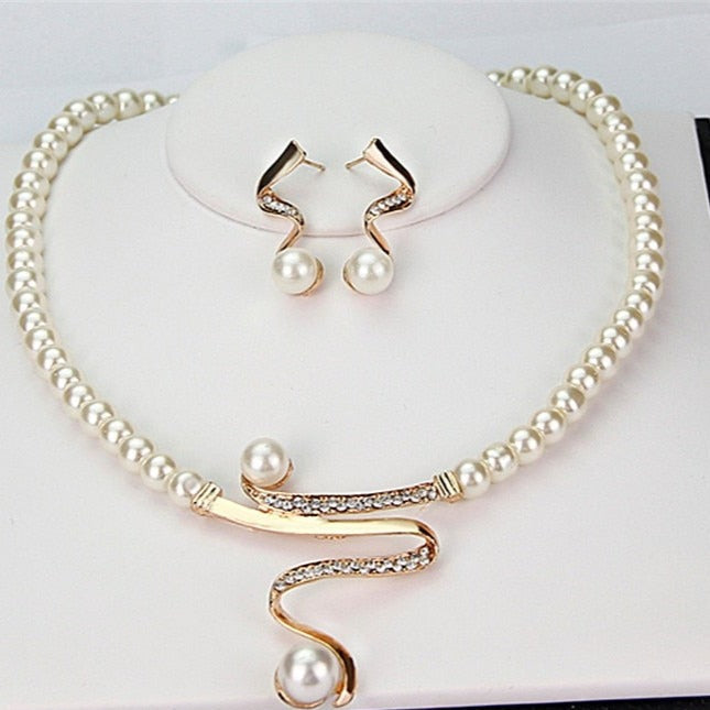 Perlen-Schmuckset | Kette Ohrringe Stilvoll Passend Langlebig-Luzern Mode