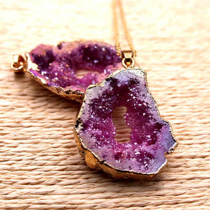 Halskette für Damen | Natürlicher Kristall | Anhänger | Stilvoll-Amethyst-Luzern Mode
