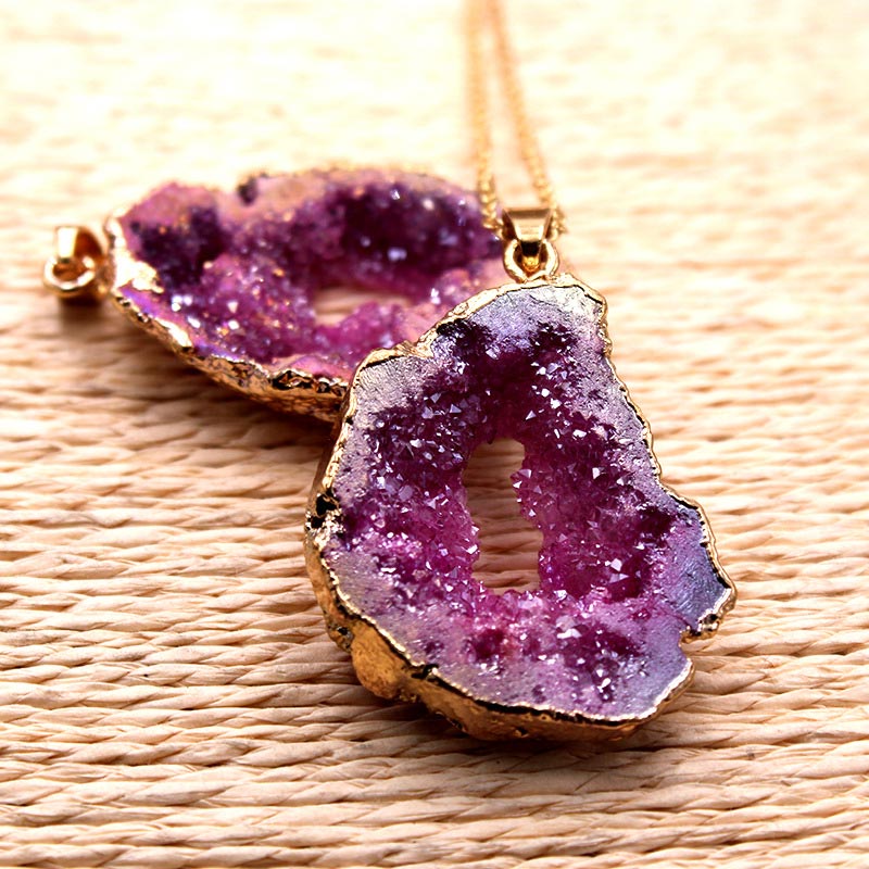 Halskette für Damen | Natürlicher Kristall | Anhänger | Stilvoll-Amethyst-Luzern Mode