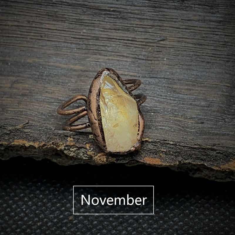 Ring für Damen | Natürlich | Rohstein-Geburtsstein | Gold | Stilvoll-November & Citrin-Luzern Mode