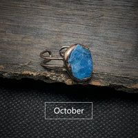 Ring für Damen | Natürlich | Rohstein-Geburtsstein | Gold | Stilvoll-Oktober & Blauer Apatit-Luzern Mode