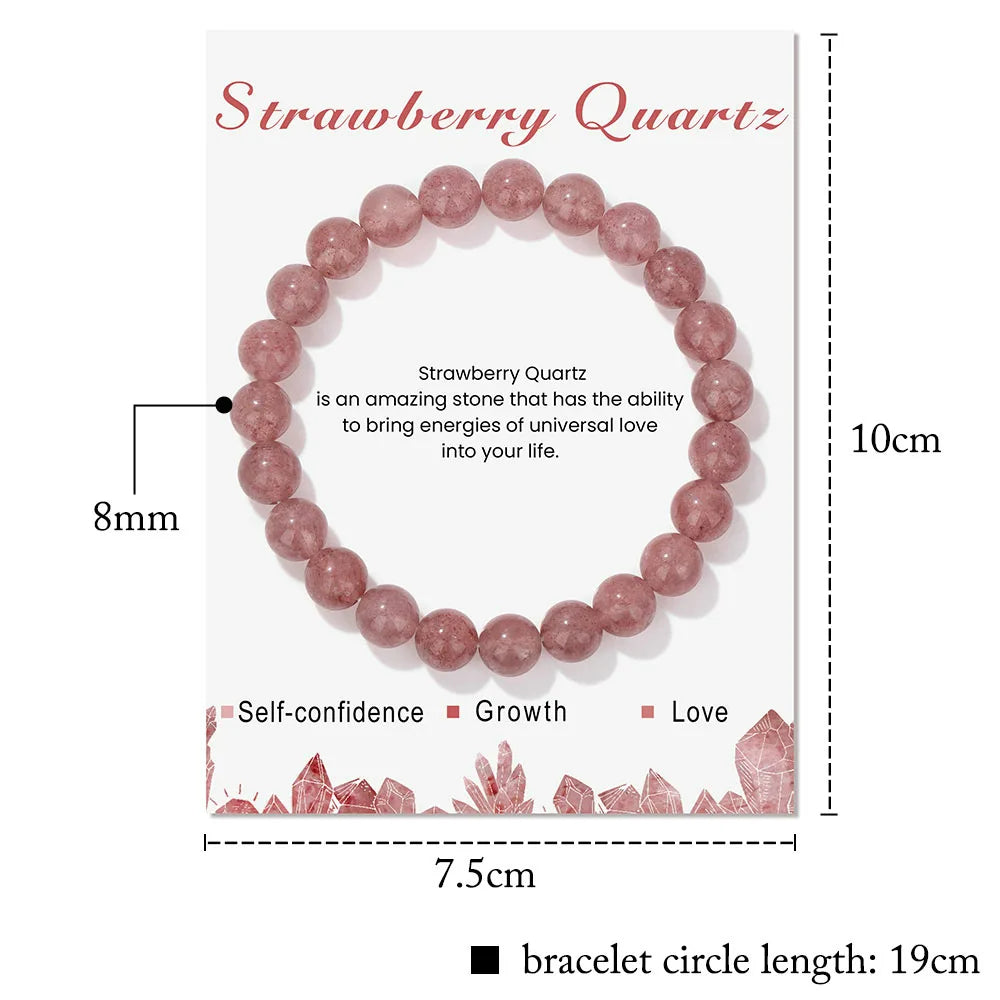 Armband für Damen | Natürliches Kristall | Heilende Energie | Stilvoll-Erdbeerquarz-Luzern Mode