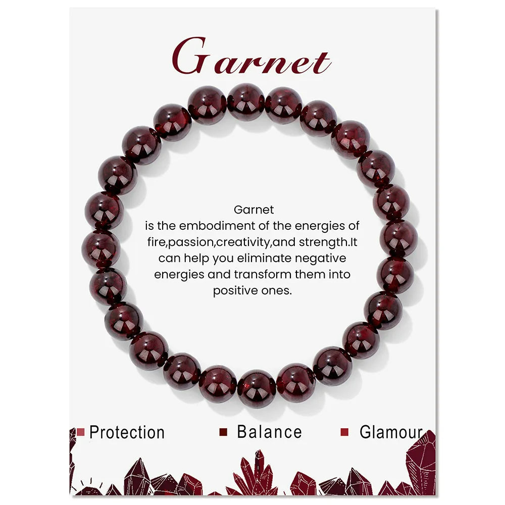 Armband für Damen | Natürliches Kristall | Heilende Energie | Stilvoll-Granat-Luzern Mode
