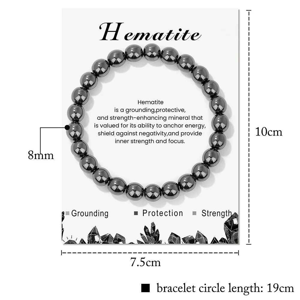 Armband für Damen | Natürliches Kristall | Heilende Energie | Stilvoll-Hämatit-Luzern Mode