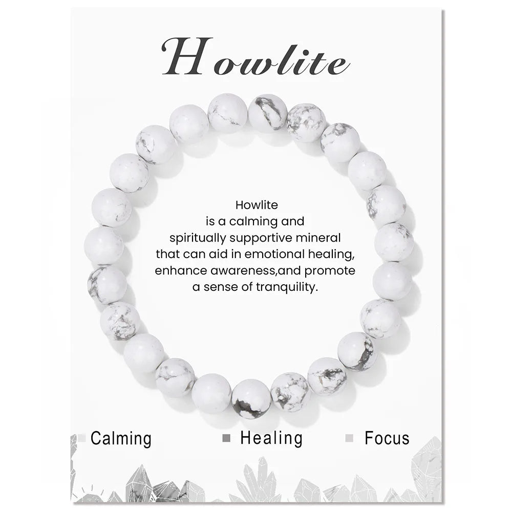 Armband für Damen | Natürliches Kristall | Heilende Energie | Stilvoll-Howlith-Luzern Mode