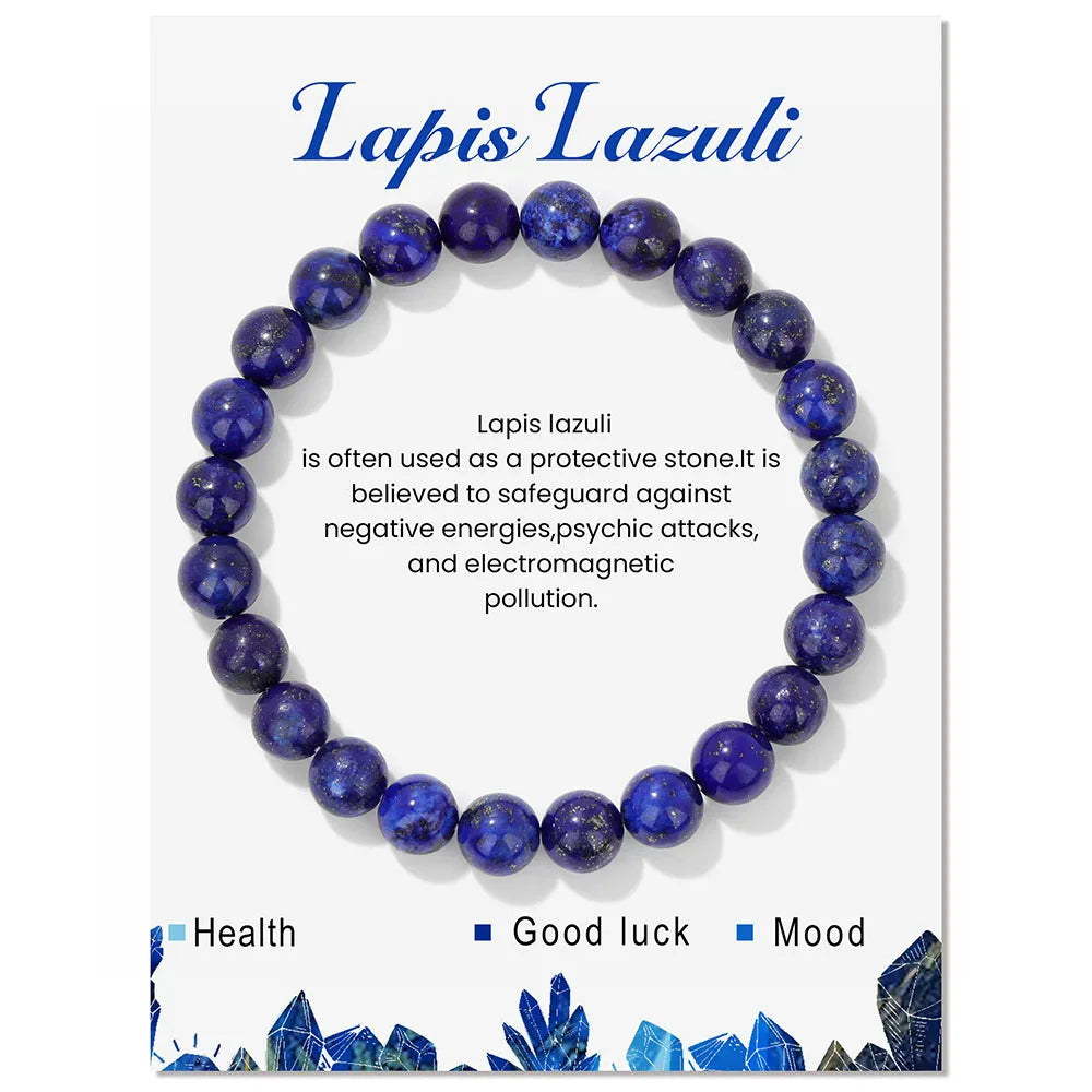 Armband für Damen | Natürliches Kristall | Heilende Energie | Stilvoll-Lapislazuli-Luzern Mode
