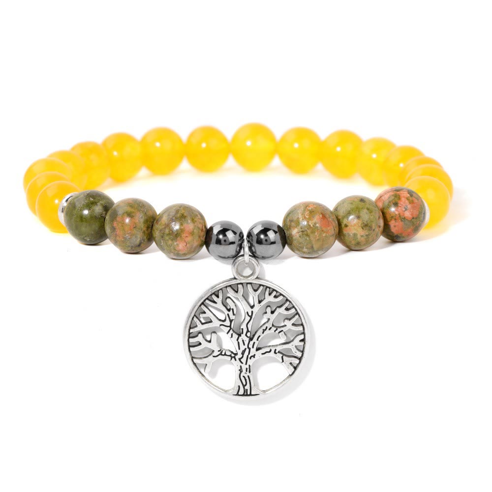 Armband für Damen | Natürliches Kristall | Lebensbaum | Stilvoll-Citrin und Unakit-Luzern Mode