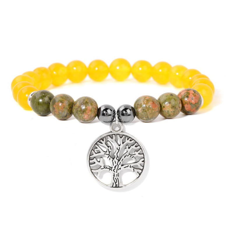 Armband für Damen | Natürliches Kristall | Lebensbaum | Stilvoll-Citrin und Unakit-Luzern Mode