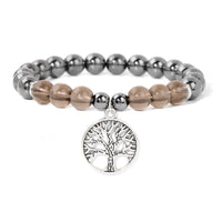Armband für Damen | Natürliches Kristall | Lebensbaum | Stilvoll-Hämatit und Rauchquarz-Luzern Mode