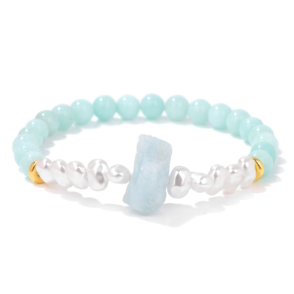 Armband für Damen | Natürliche Kristallperlen | Elastisch | Stilvoll-Amazonit-Luzern Mode